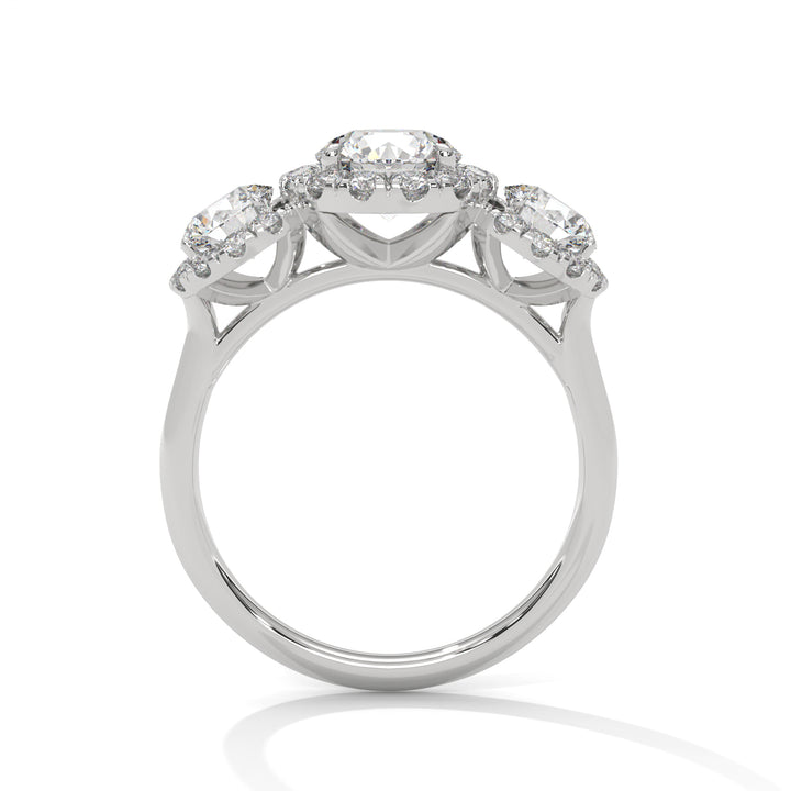 2.52 CT Three Stone Round Cut Engagement Diamond Ring