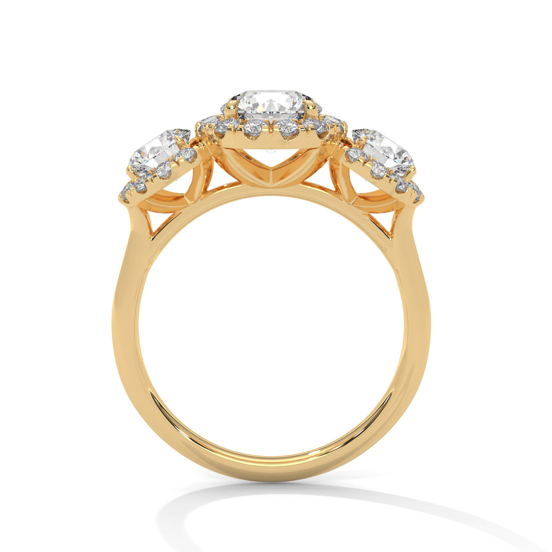 2.52 CT Three Stone Round Cut Engagement Diamond Ring