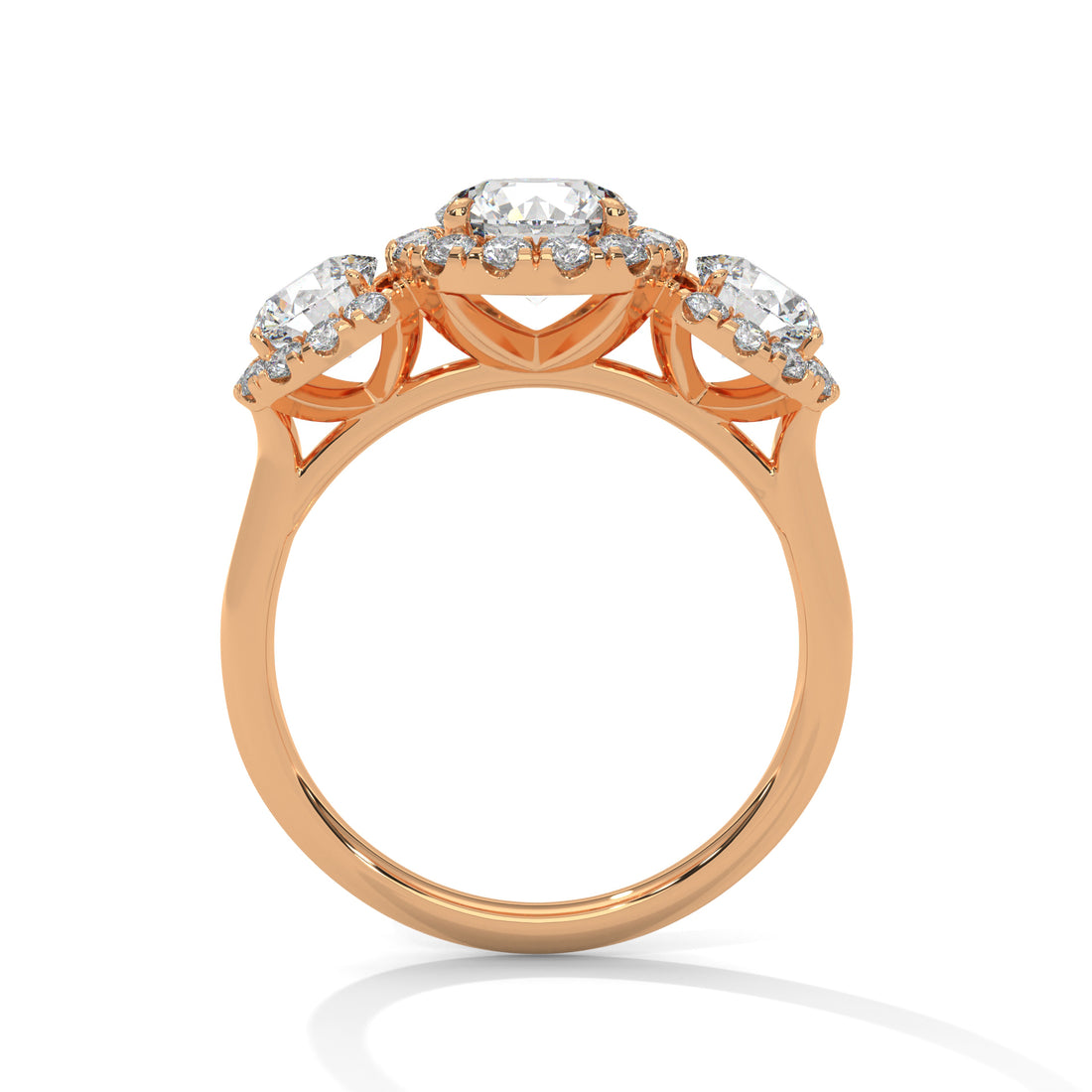 2.52 CT Three Stone Round Cut Engagement Diamond Ring