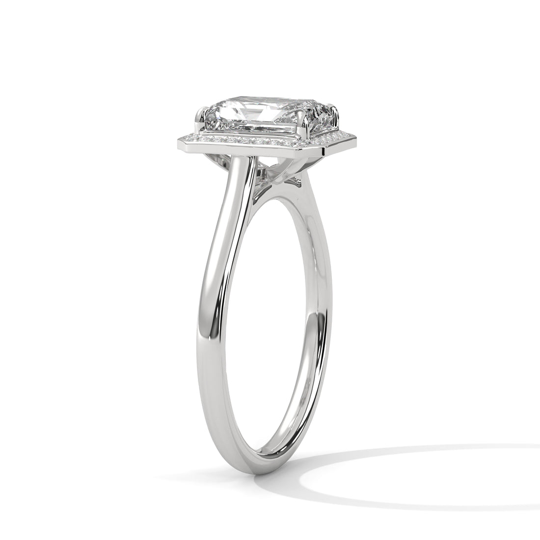1.90 CT Emerald Cut Halo Solitaire Diamond Ring