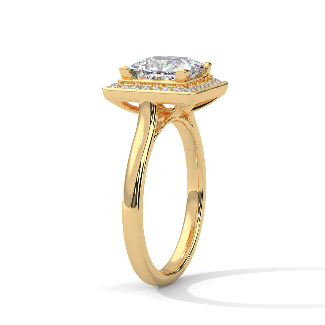 1.18 CT Princess Cut Halo Solitaire Diamond Ring