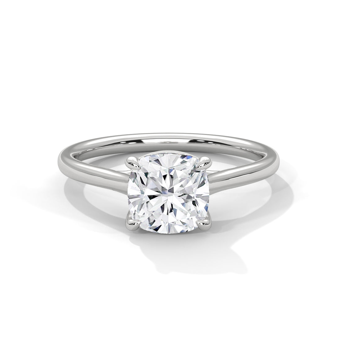2.00 CT Cushion Cut Four Prong Solitaire Diamond Ring