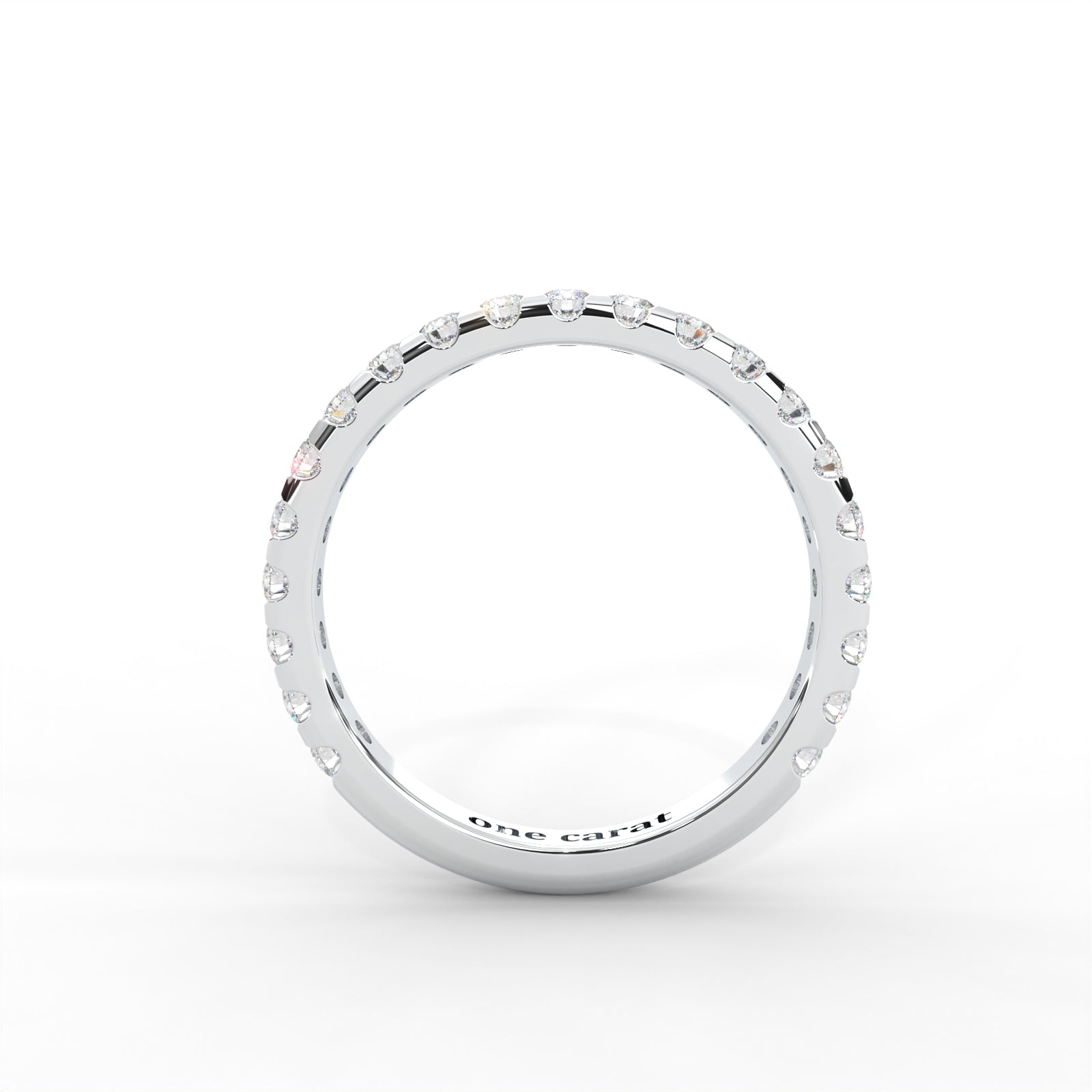 1 CARAT DEW Round Moissanite Shared Prong Anniversary Band in 14K White Gold Plated