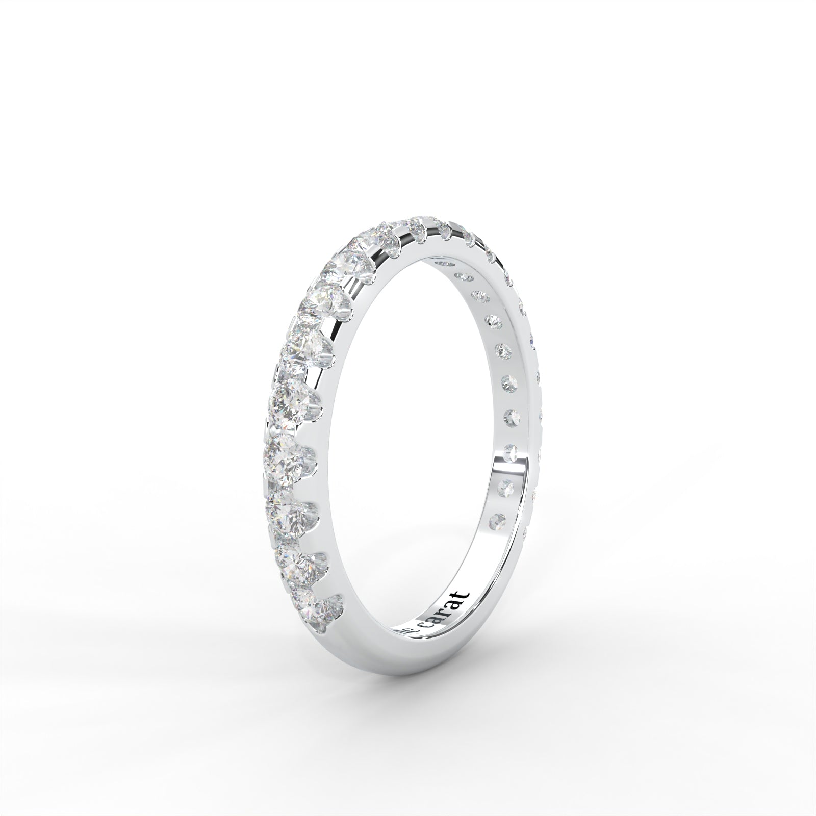 1 CARAT DEW Round Moissanite Shared Prong Anniversary Band in 14K White Gold Plated