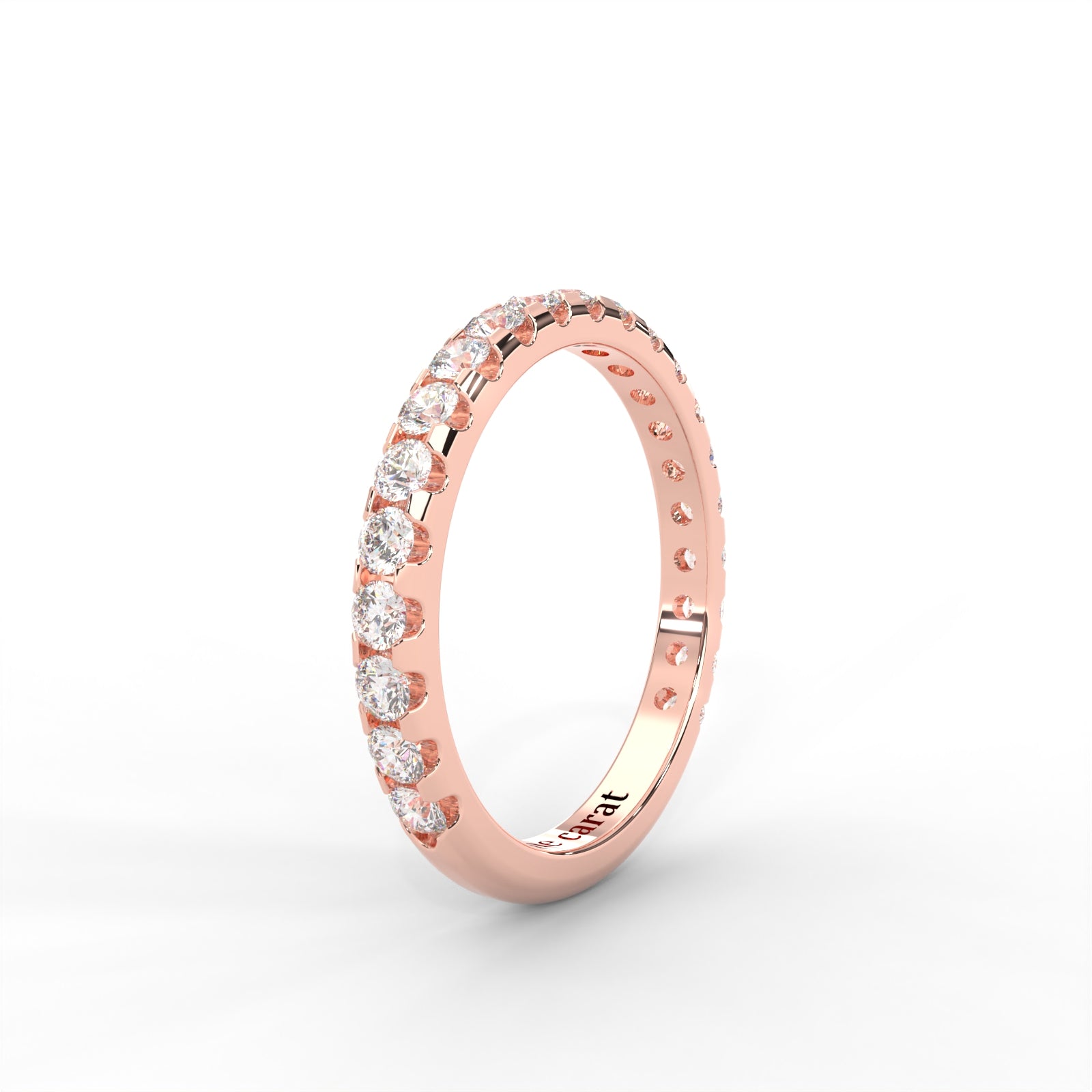 1 CARAT DEW Round Moissanite Shared Prong Anniversary Band in 14K White Gold Plated