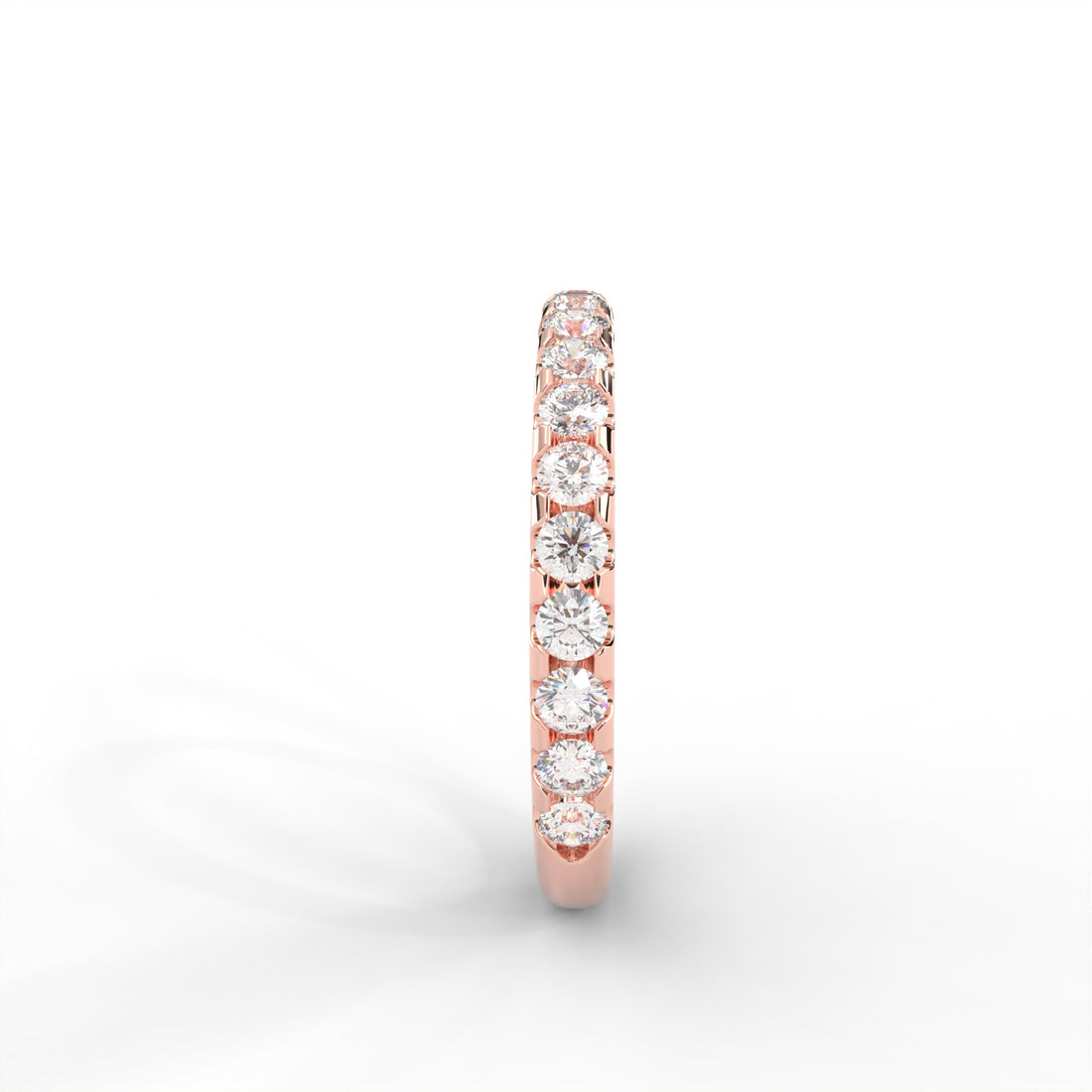 1 CARAT DEW Round Moissanite Shared Prong Anniversary Band in 14K White Gold Plated