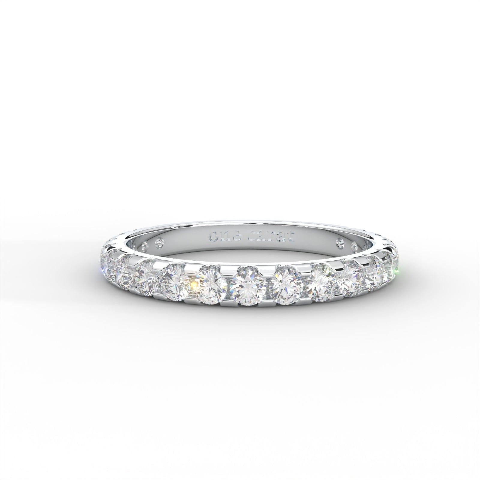 1 CARAT DEW Round Moissanite Shared Prong Anniversary Band in 14K White Gold Plated