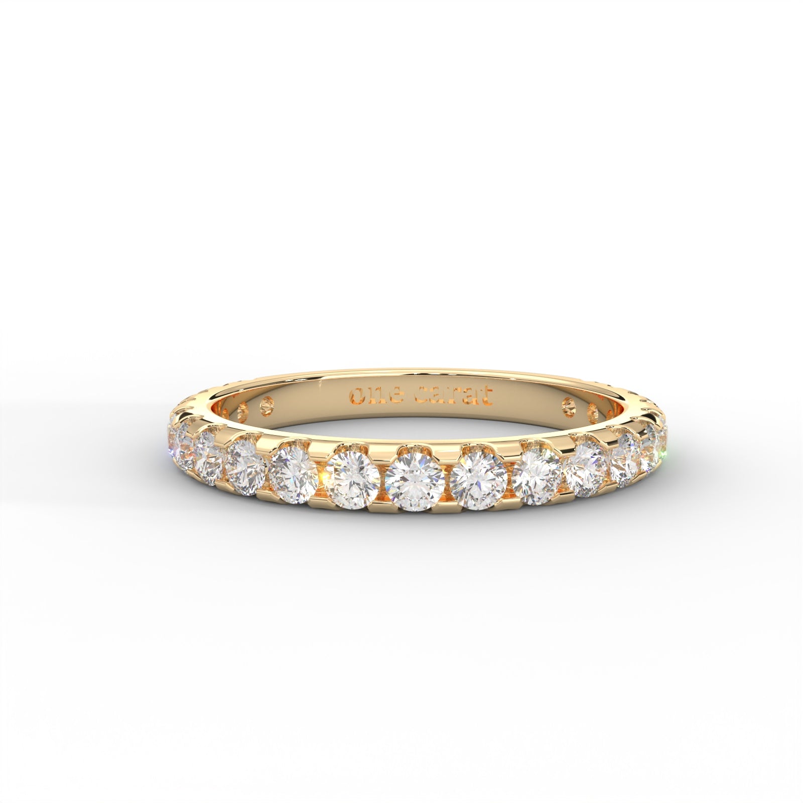 1 CARAT DEW Round Moissanite Shared Prong Anniversary Band in 14K White Gold Plated