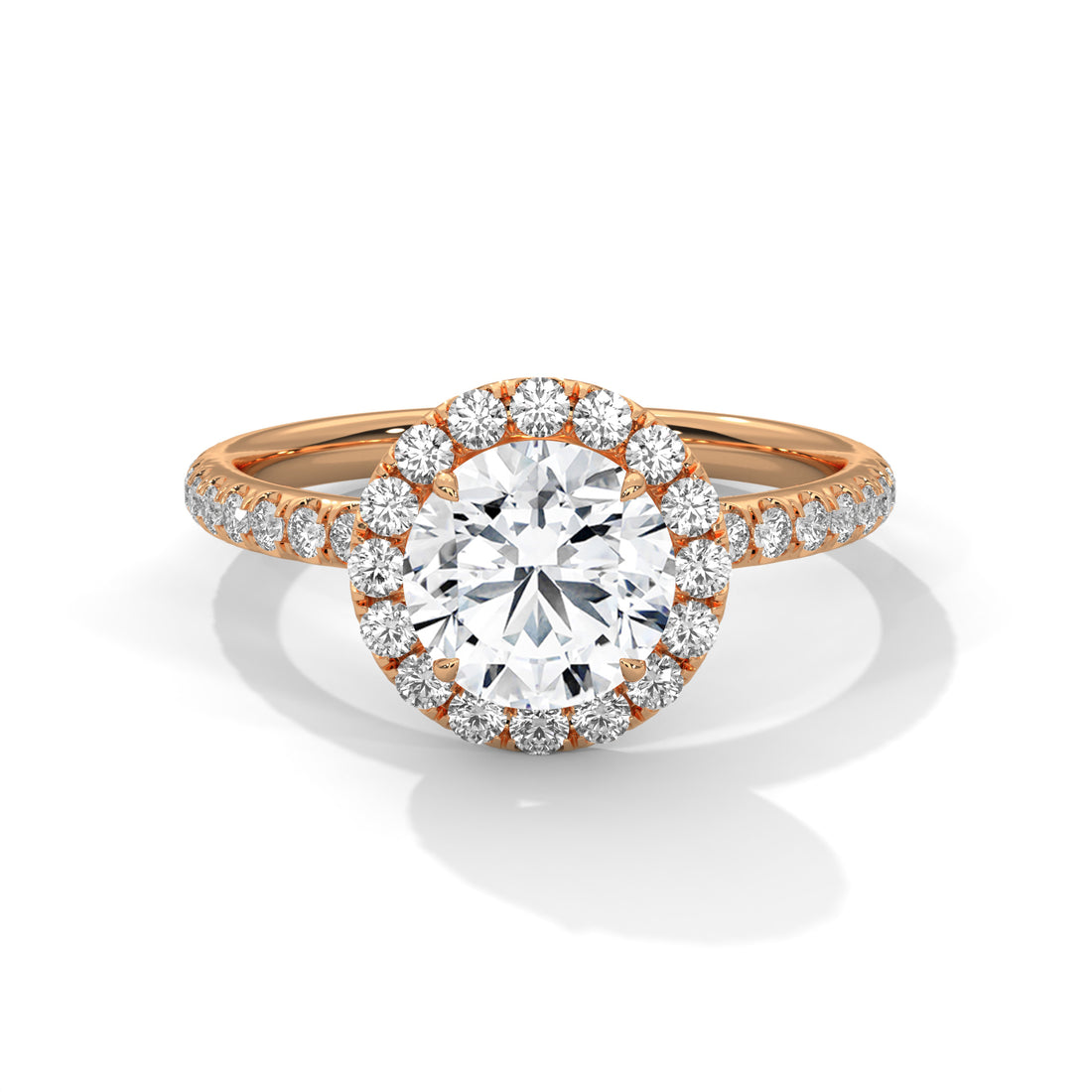 1.47 CT Round Cut Halo Solitaire Diamond Ring