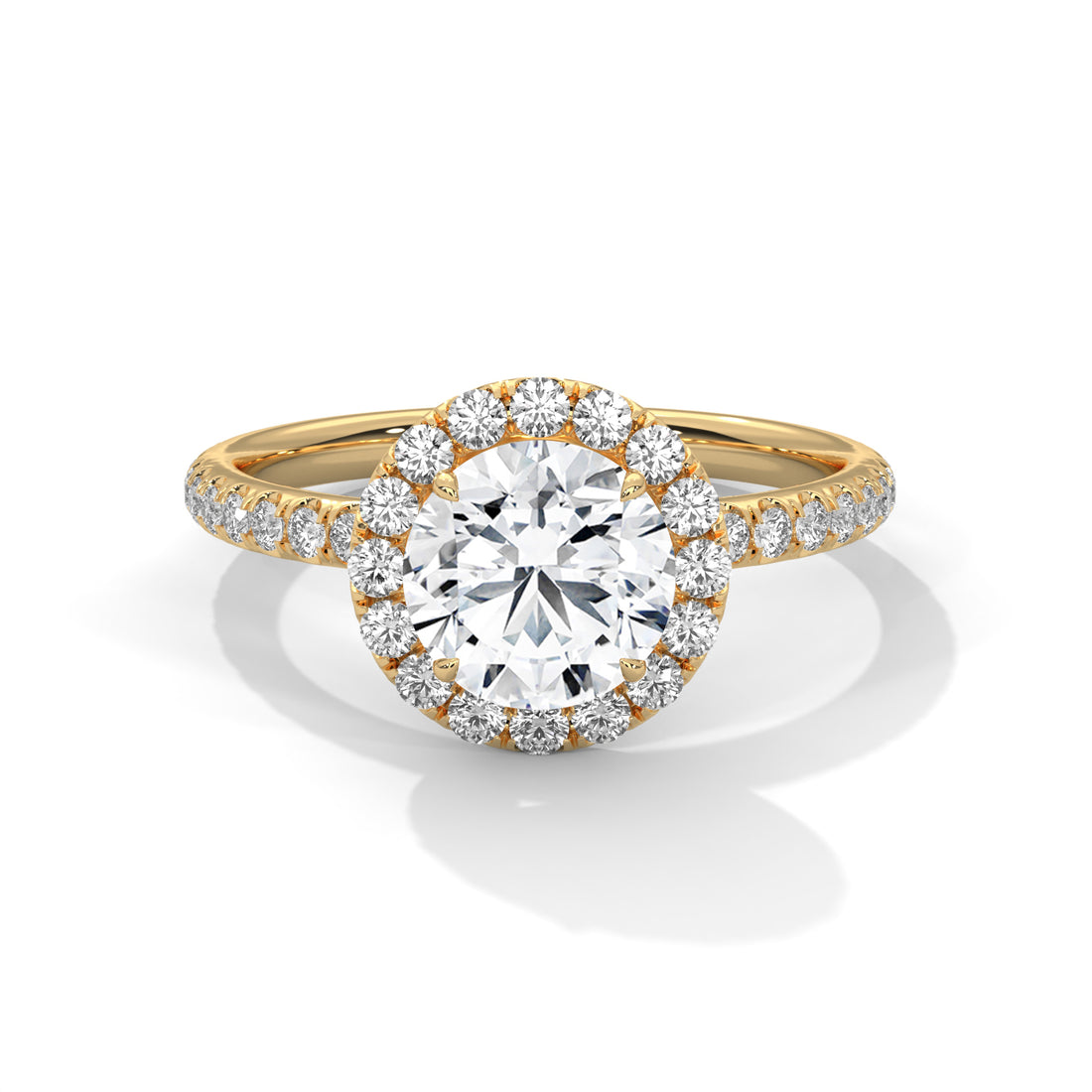 1.47 CT Round Cut Halo Solitaire Diamond Ring