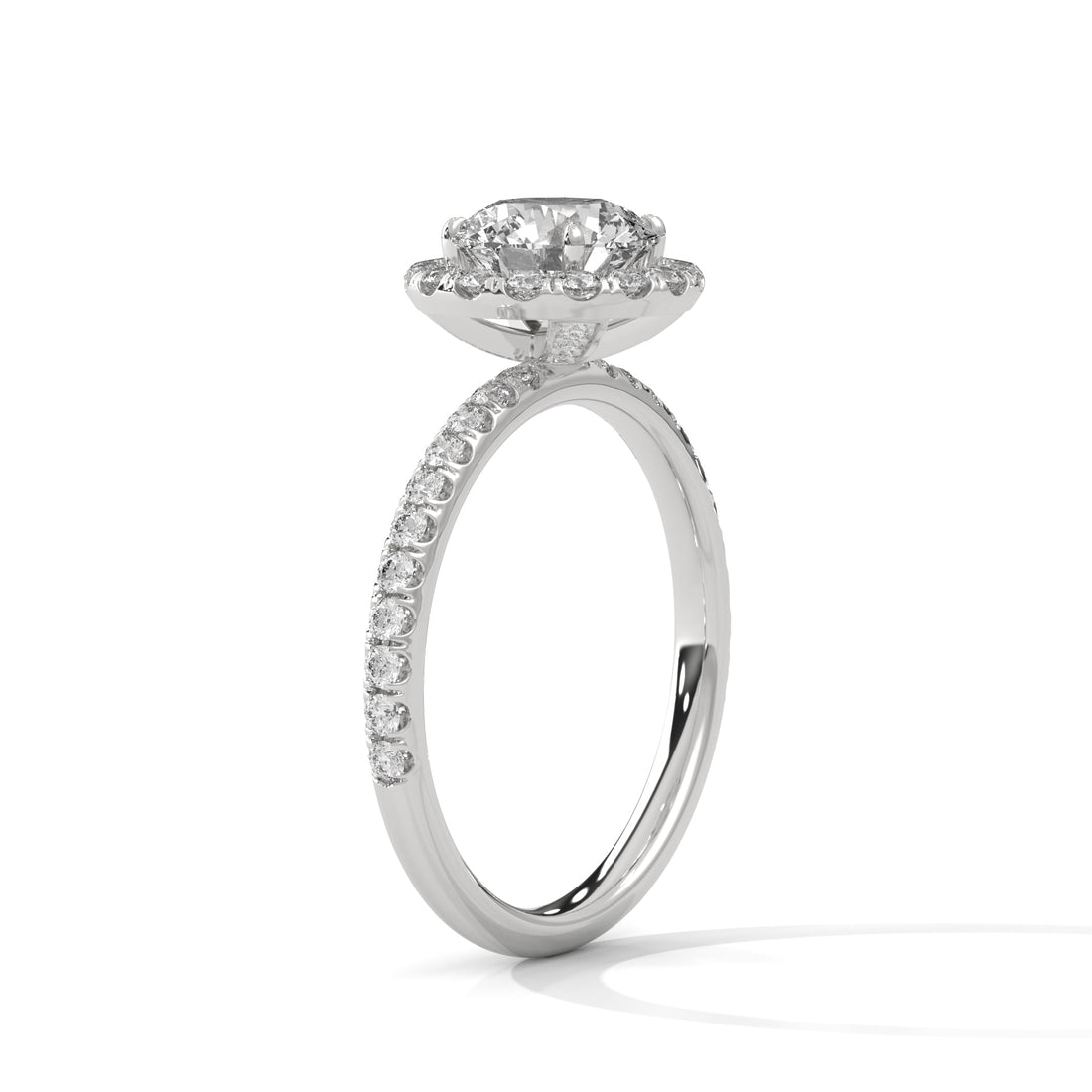 1.47 CT Round Cut Halo Solitaire Diamond Ring