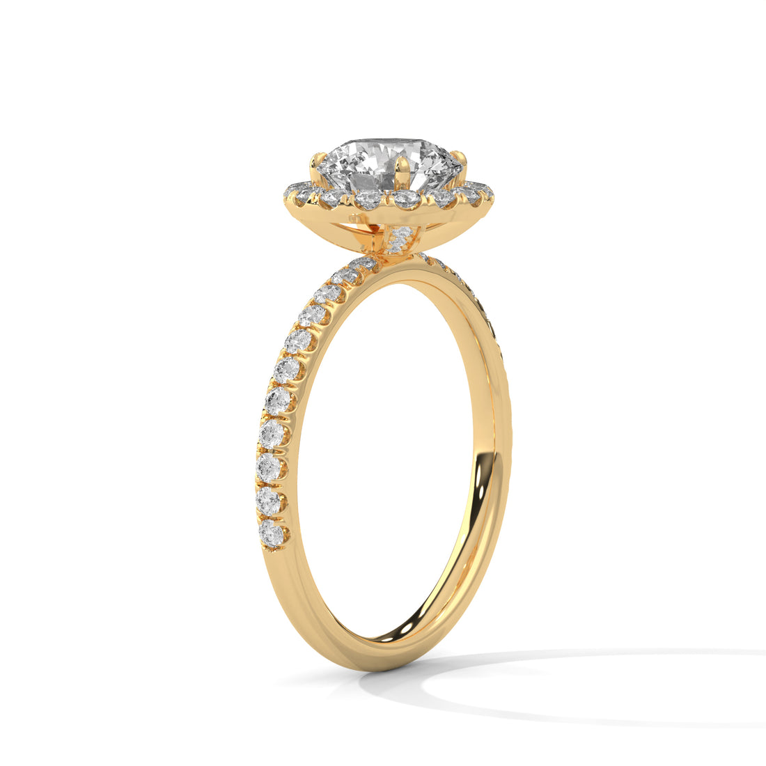1.47 CT Round Cut Halo Solitaire Diamond Ring