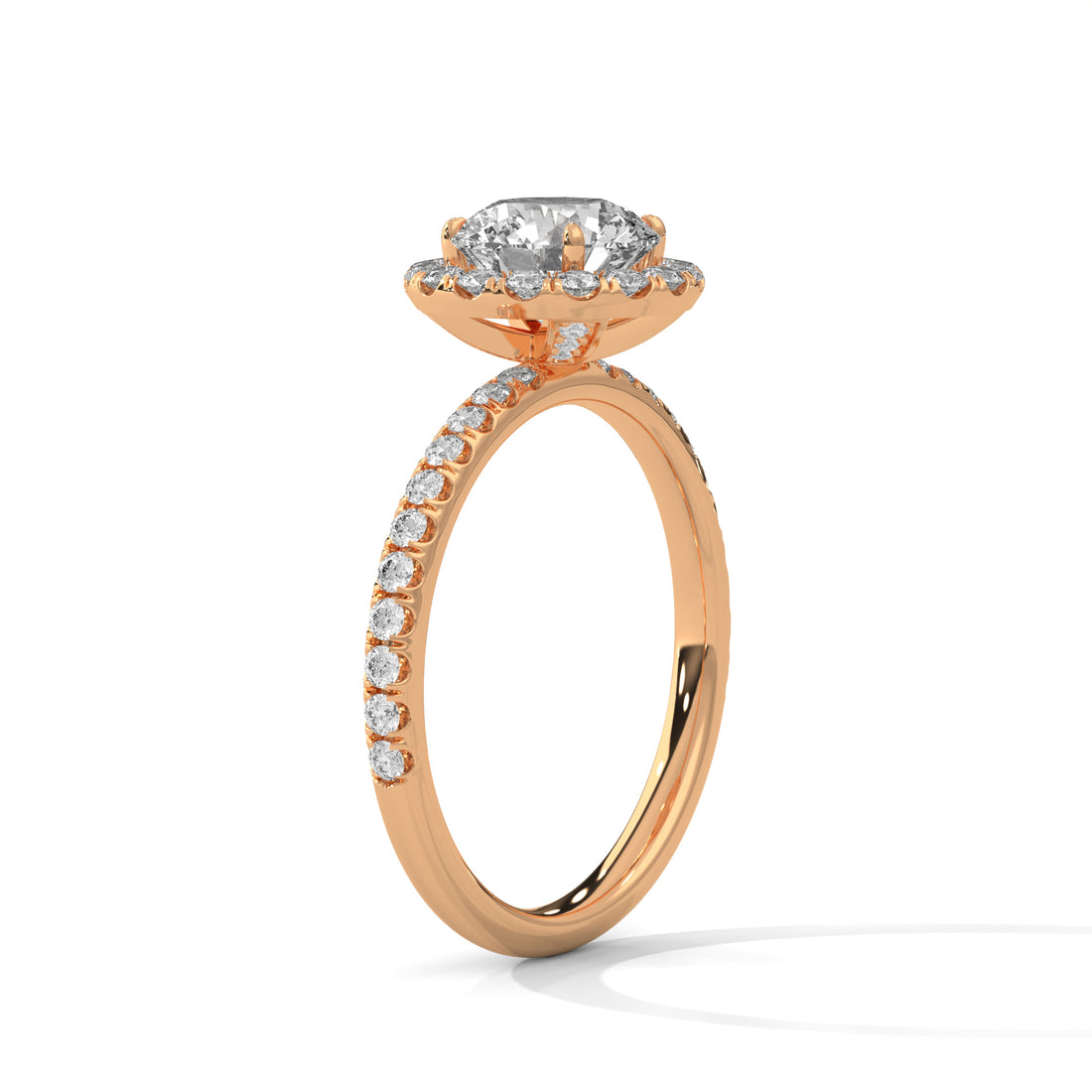 1.47 CT Round Cut Halo Solitaire Diamond Ring