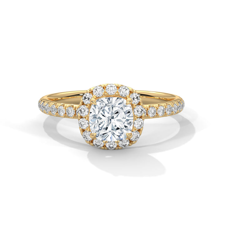 1.41 CT Cushion Cut Halo Solitaire Diamond Ring