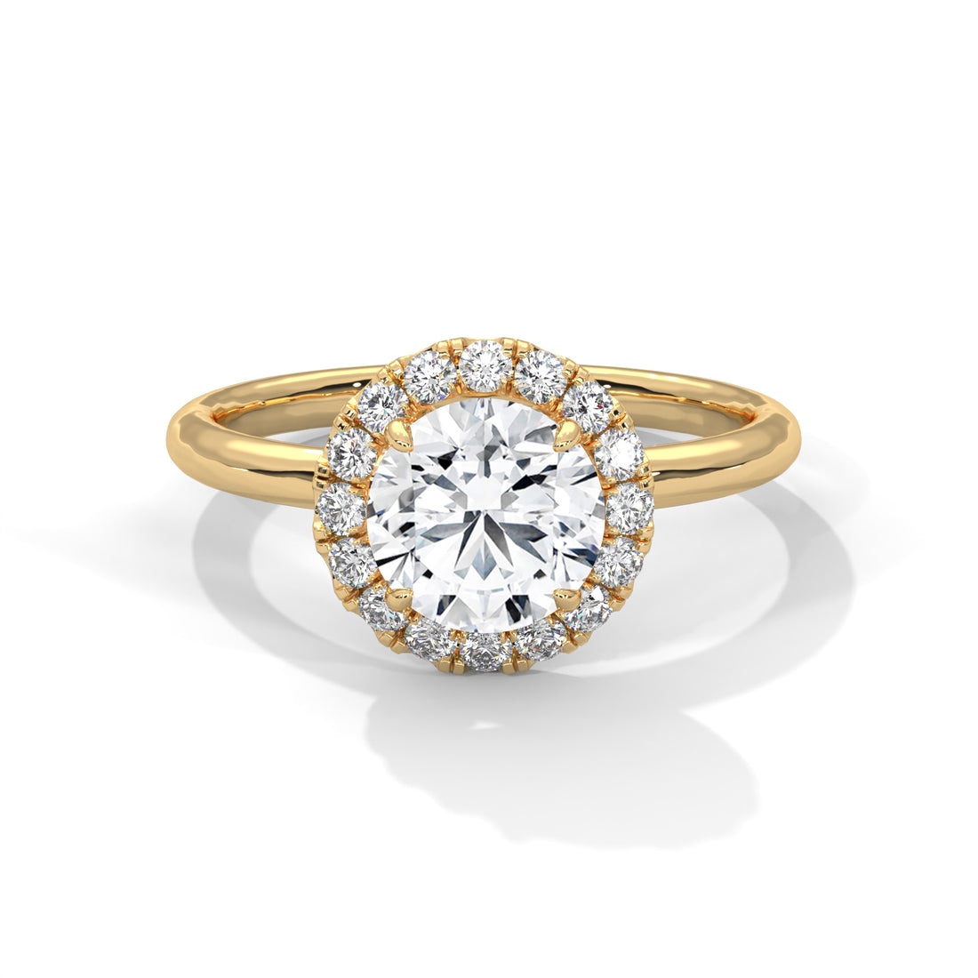 1.49 CT Round Cut Halo Solitaire Diamond Ring