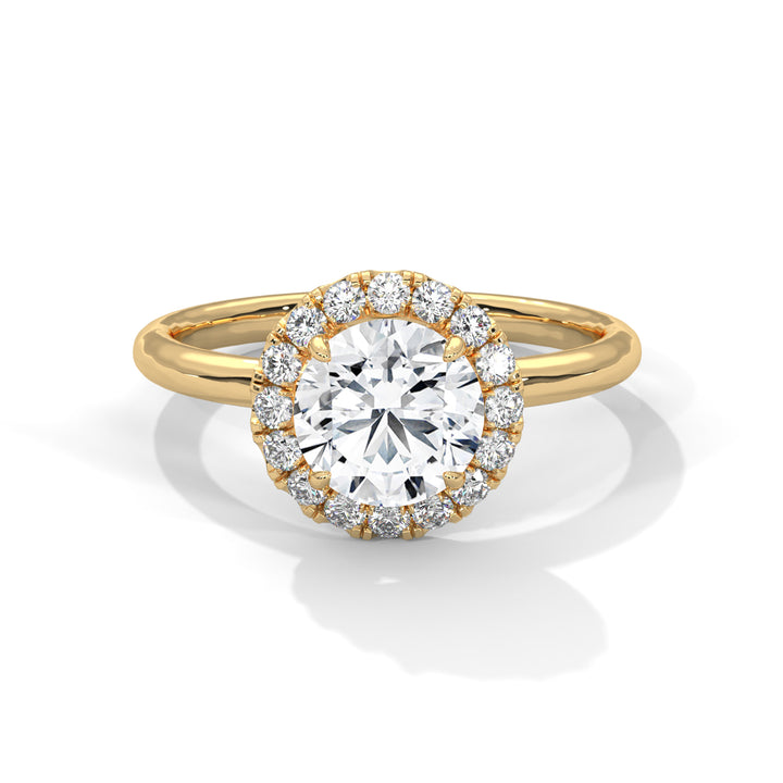 1.49 CT Round Cut Halo Solitaire Diamond Ring