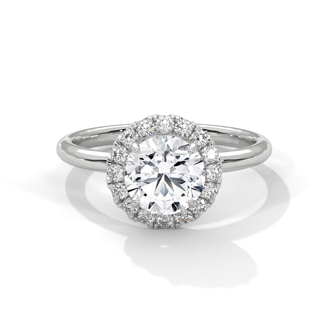 1.49 CT Round Cut Halo Solitaire Diamond Ring