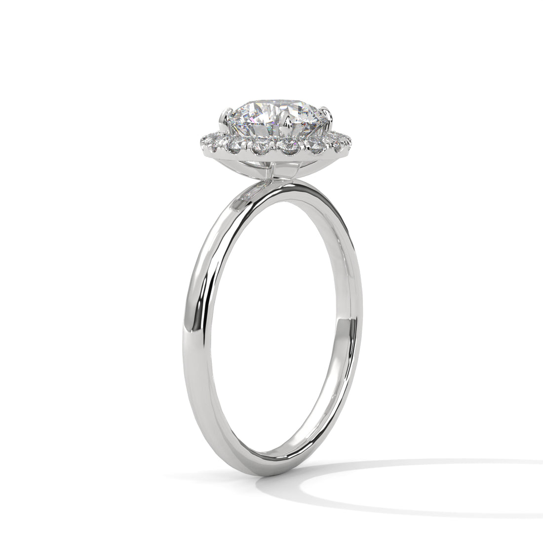 1.49 CT Round Cut Halo Solitaire Diamond Ring
