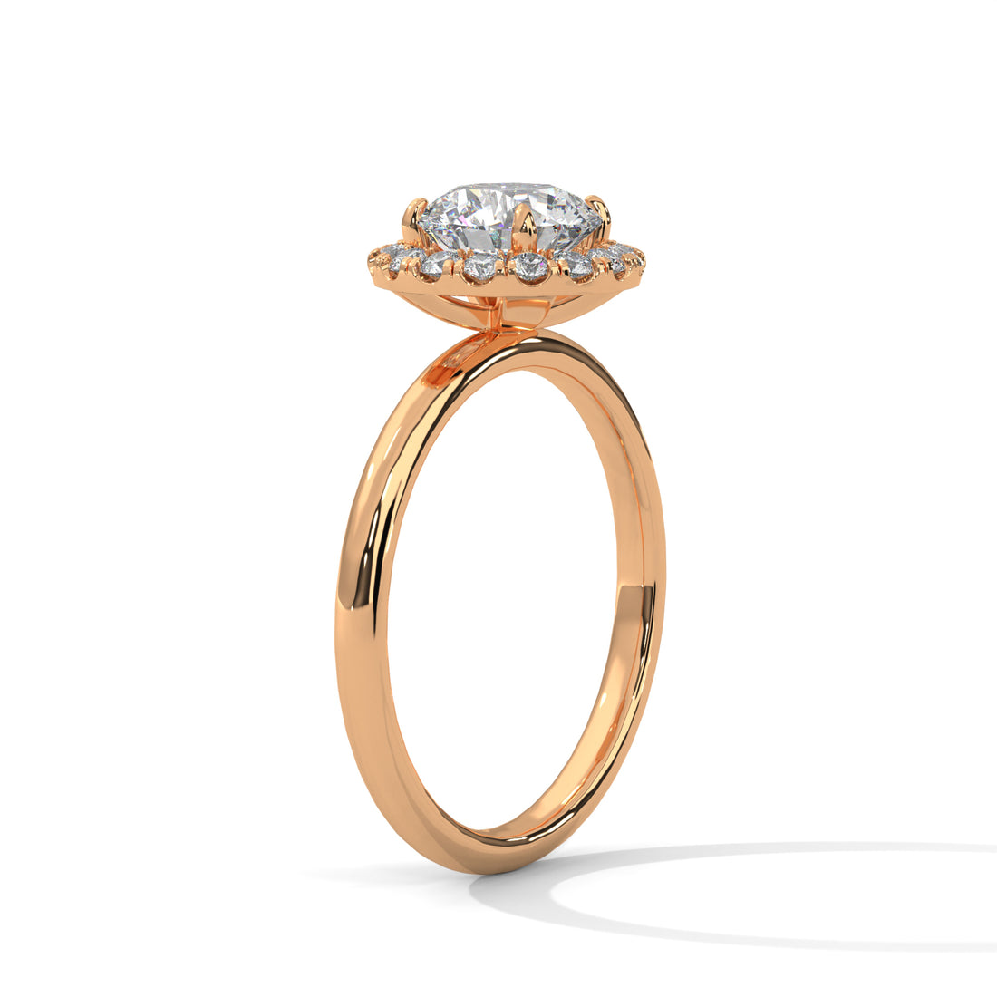 1.49 CT Round Cut Halo Solitaire Diamond Ring