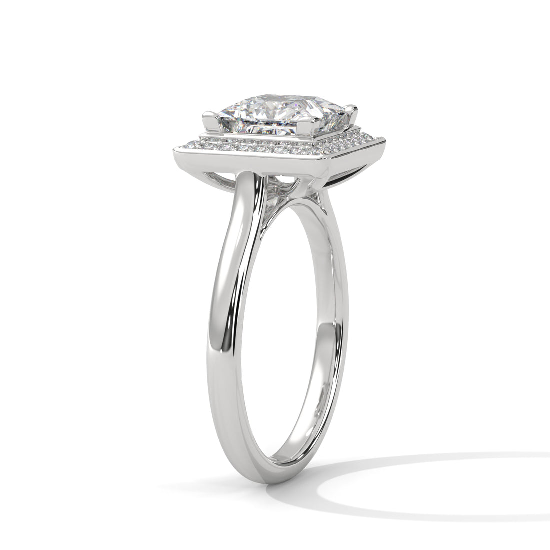 1.18 CT Princess Cut Halo Solitaire Diamond Ring