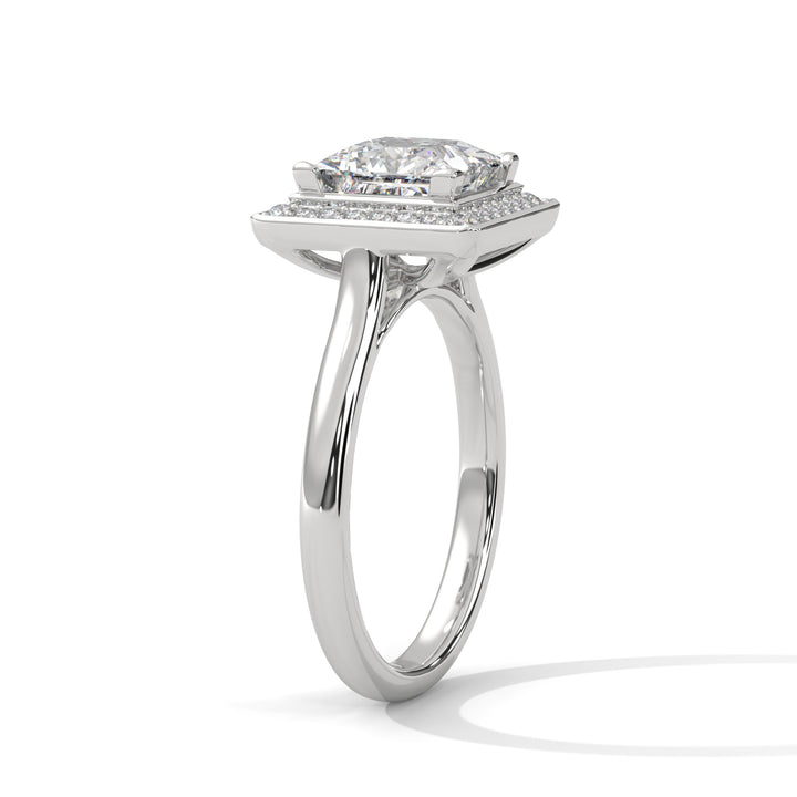1.18 CT Princess Cut Halo Solitaire Diamond Ring