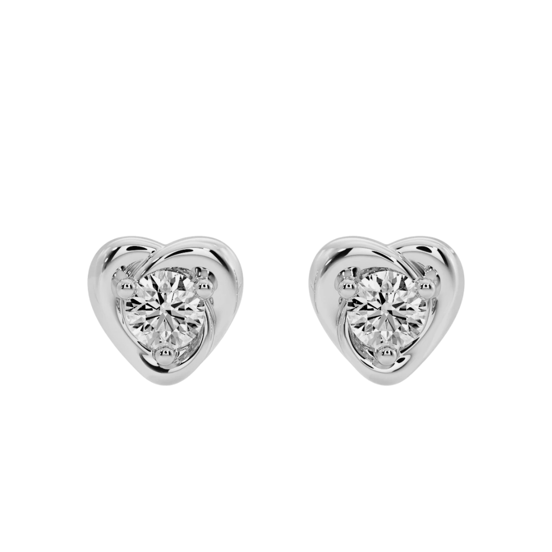 Tiny Heart Solitaire Earrings in 14k Gold Plated
