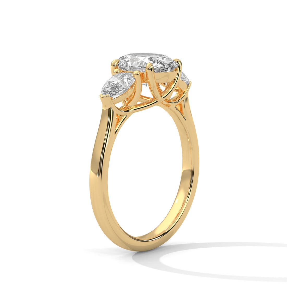 2 CT Oval And Pear Cut Three Stone Solitaire Diamond Ring