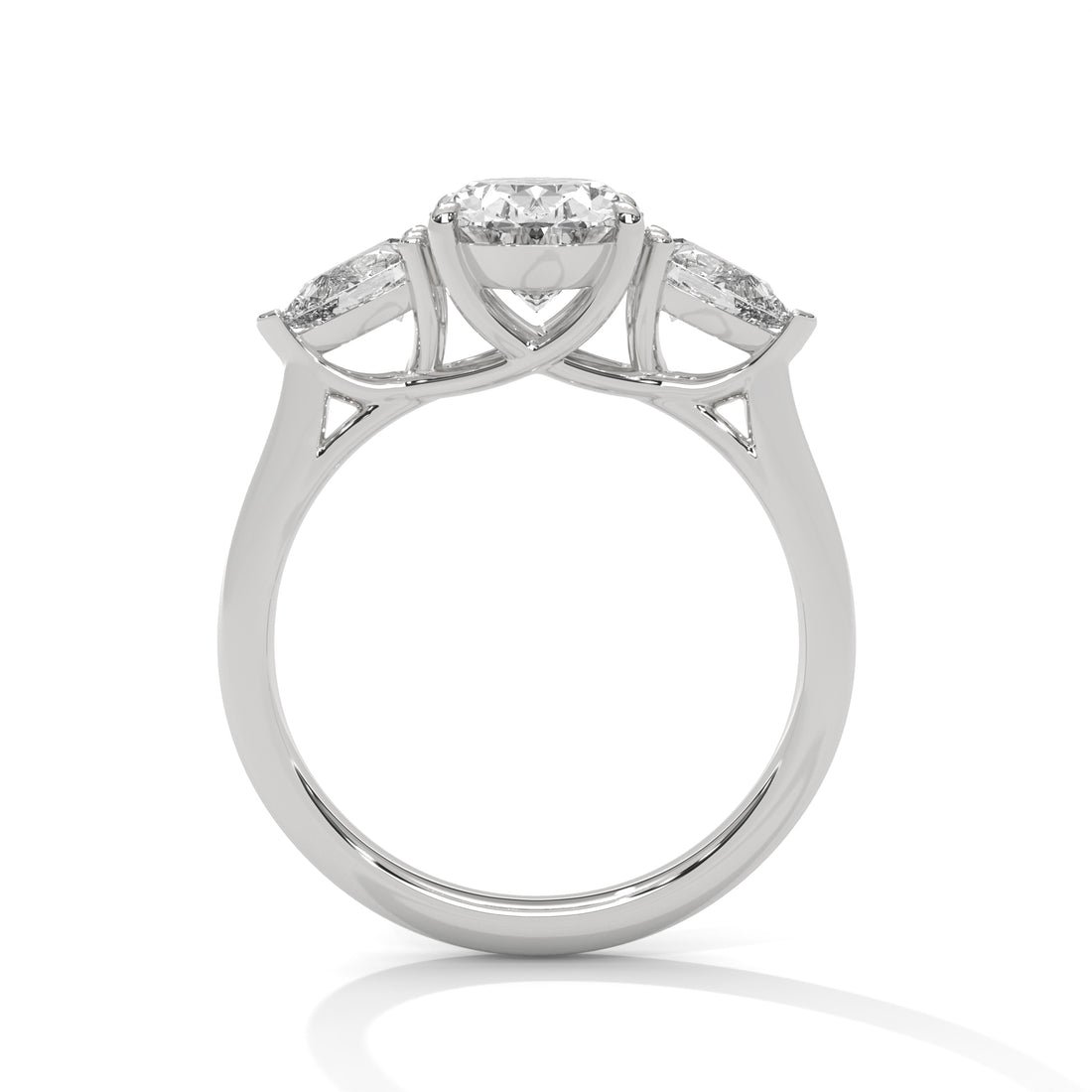 2 CT Oval And Pear Cut Three Stone Solitaire Diamond Ring