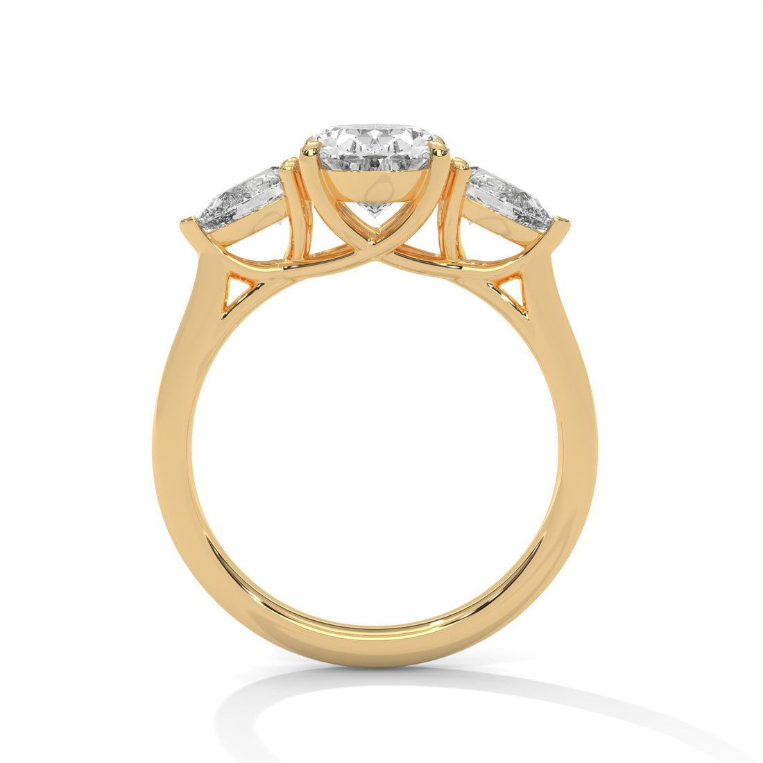 2 CT Oval And Pear Cut Three Stone Solitaire Diamond Ring