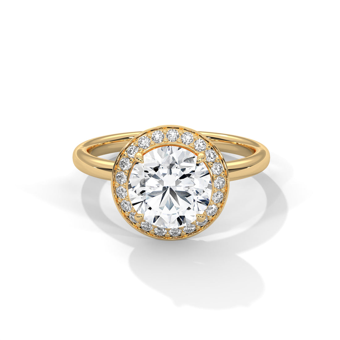 1.21 CT Round Cut Halo Solitaire Diamond Ring