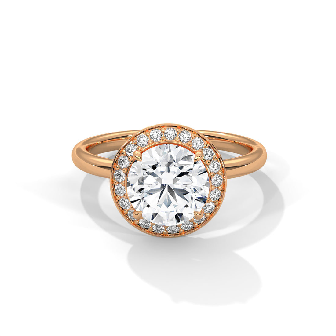 1.21 CT Round Cut Halo Solitaire Diamond Ring