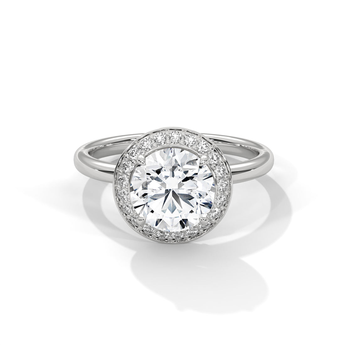 1.21 CT Round Cut Halo Solitaire Diamond Ring