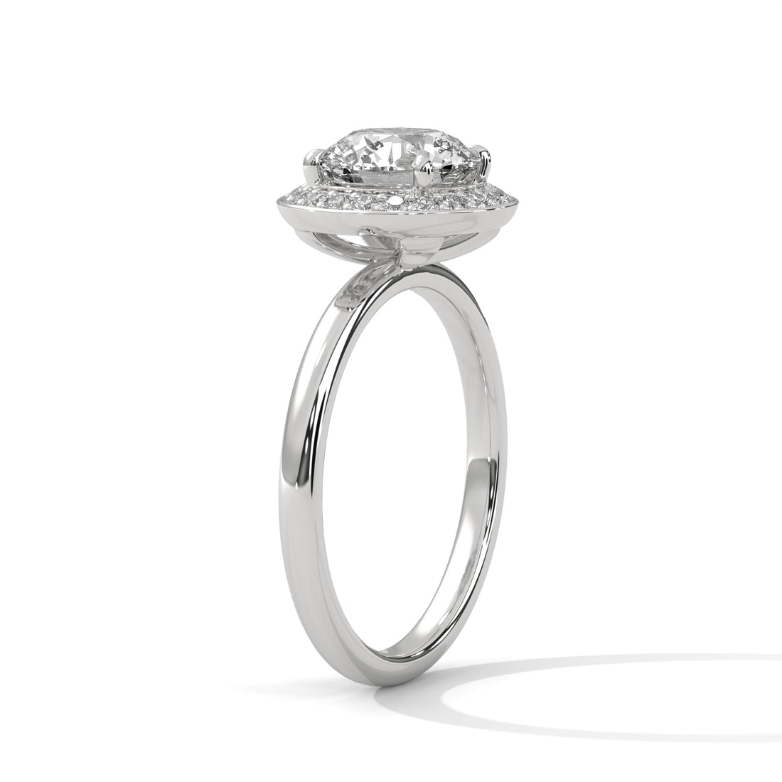 1.21 CT Round Cut Halo Solitaire Diamond Ring