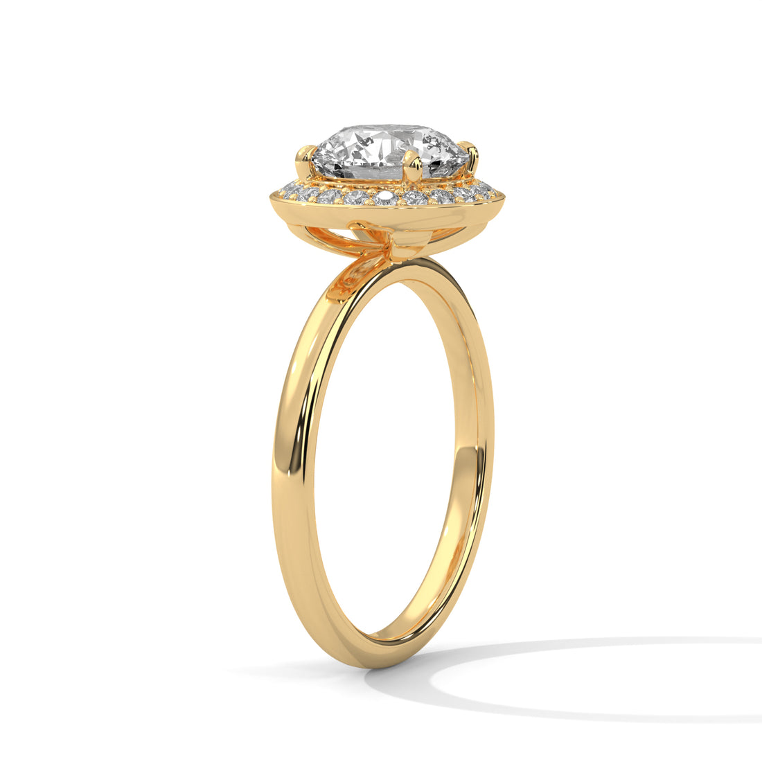 1.21 CT Round Cut Halo Solitaire Diamond Ring