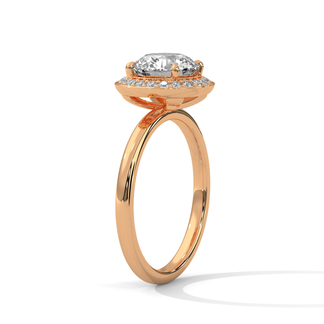 1.21 CT Round Cut Halo Solitaire Diamond Ring