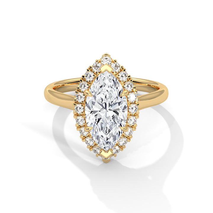 2.25 CT Marquise Cut Halo Solitaire Diamond Ring