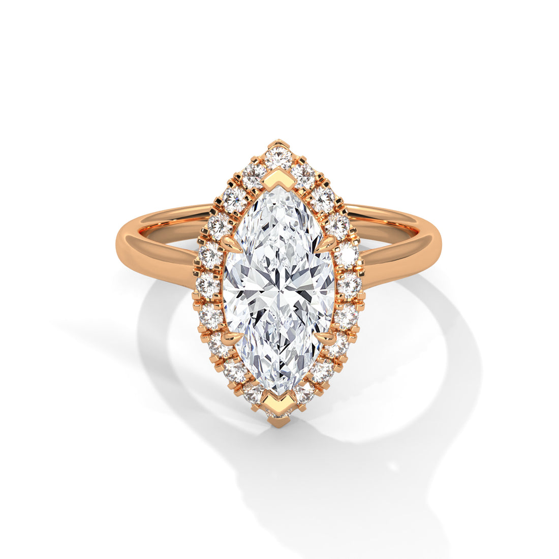 2.25 CT Marquise Cut Halo Solitaire Diamond Ring