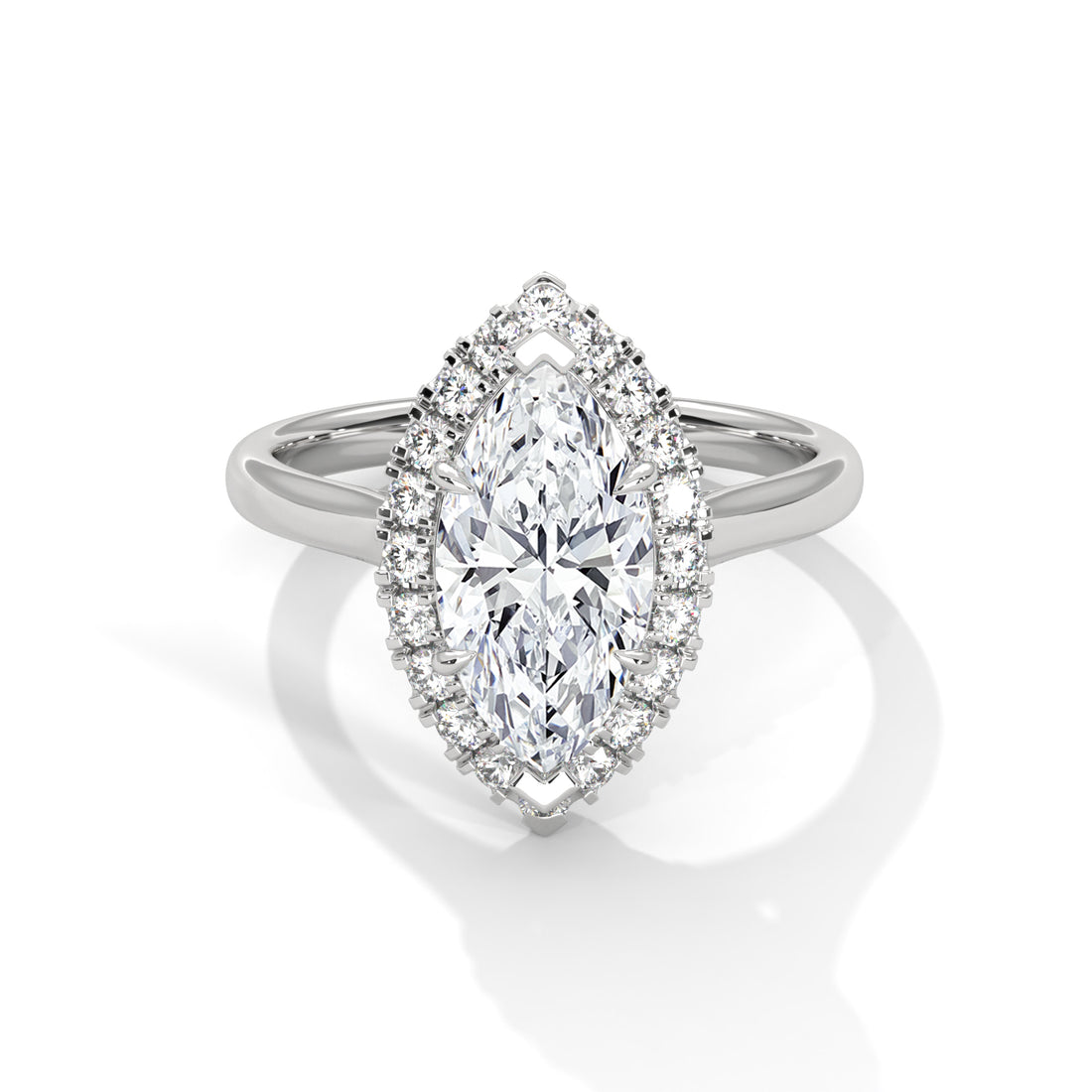 2.25 CT Marquise Cut Halo Solitaire Diamond Ring