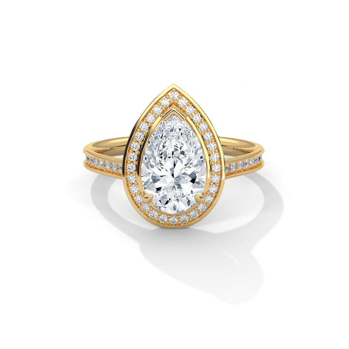 2.34 CT Pear Shape Halo Solitaire Diamond Ring