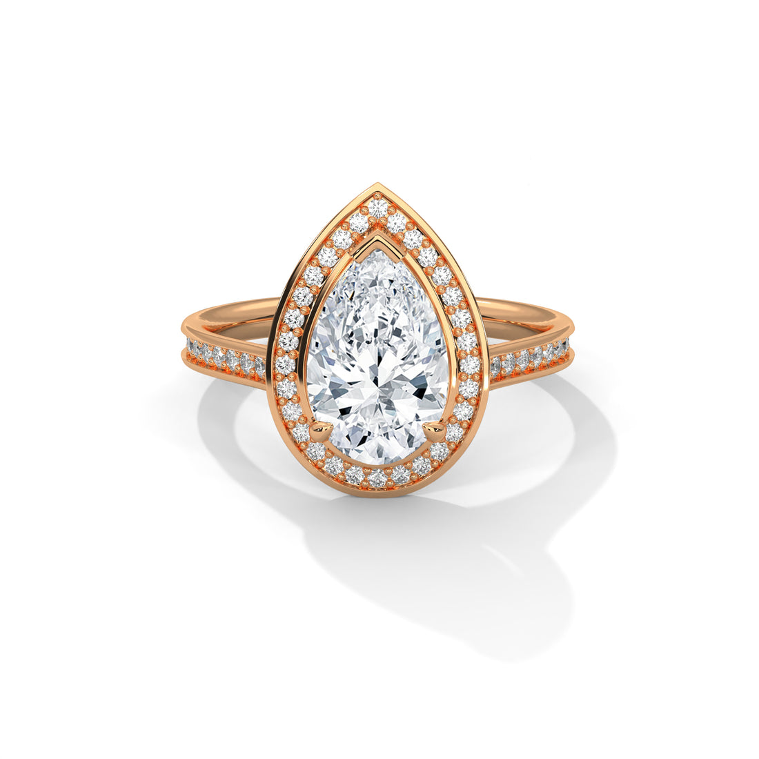 2.34 CT Pear Shape Halo Solitaire Diamond Ring
