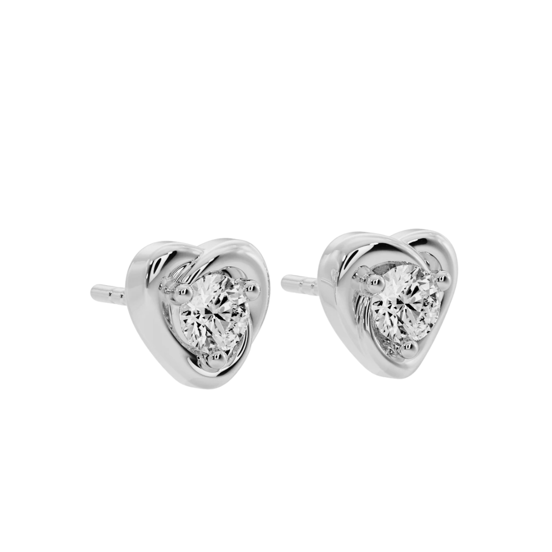 Tiny Heart Solitaire Earrings in 14k Gold Plated