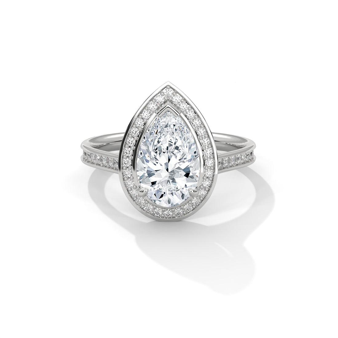 2.34 CT Pear Shape Halo Solitaire Diamond Ring
