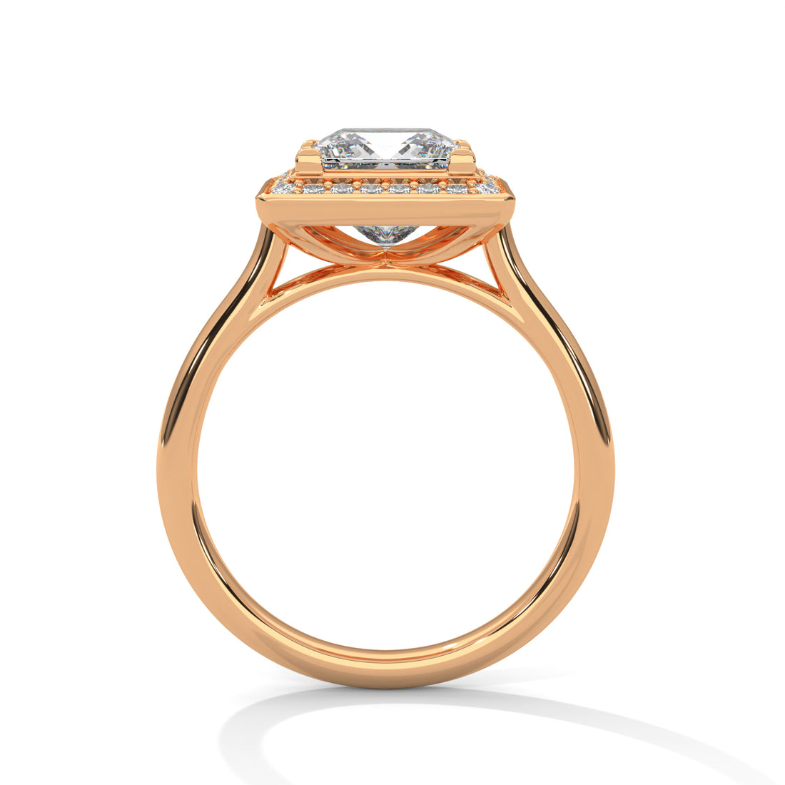1.18 CT Princess Cut Halo Solitaire Diamond Ring