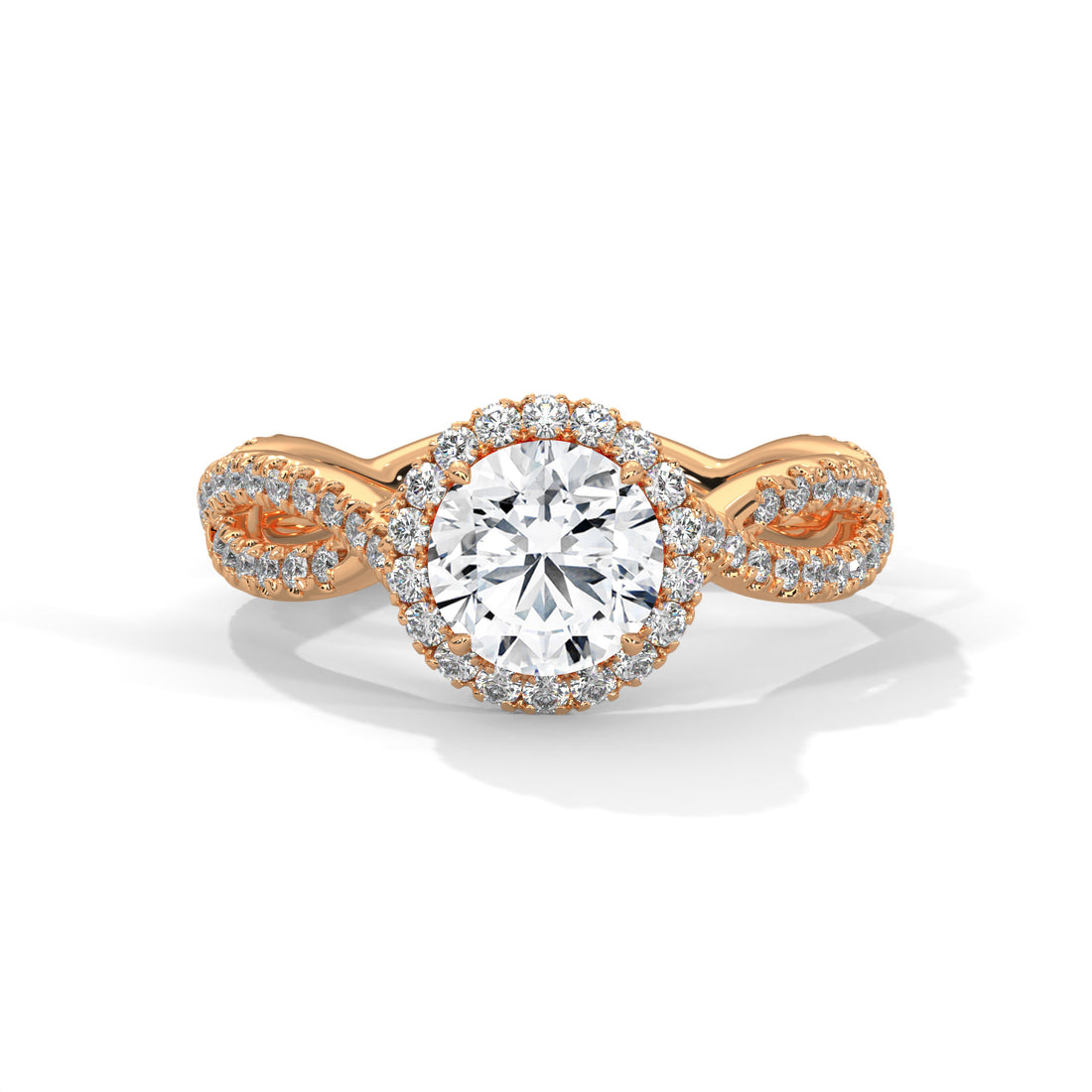 1.48 CT Round Cut Twisted Solitaire Diamond Ring