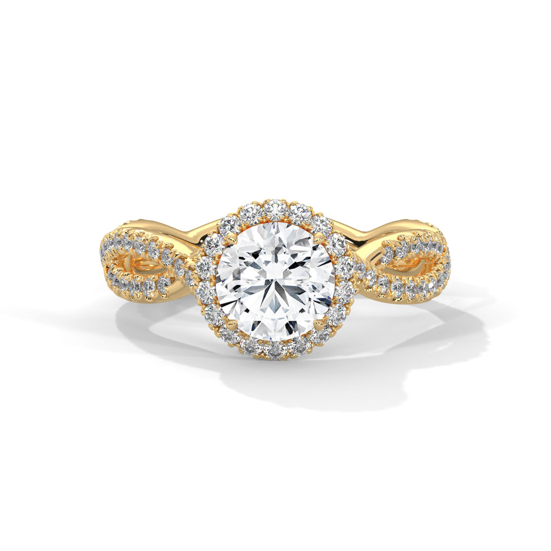 1.48 CT Round Cut Twisted Solitaire Diamond Ring