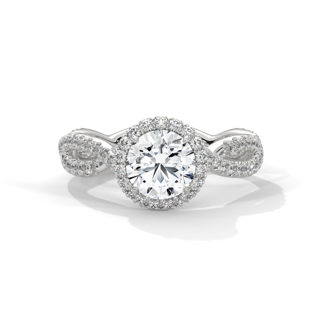 1.48 CT Round Cut Twisted Solitaire Diamond Ring