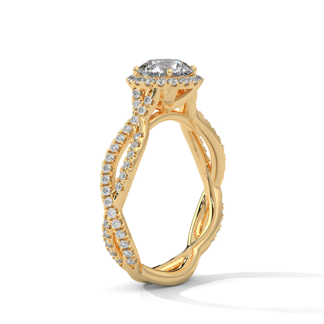 1.48 CT Round Cut Twisted Solitaire Diamond Ring
