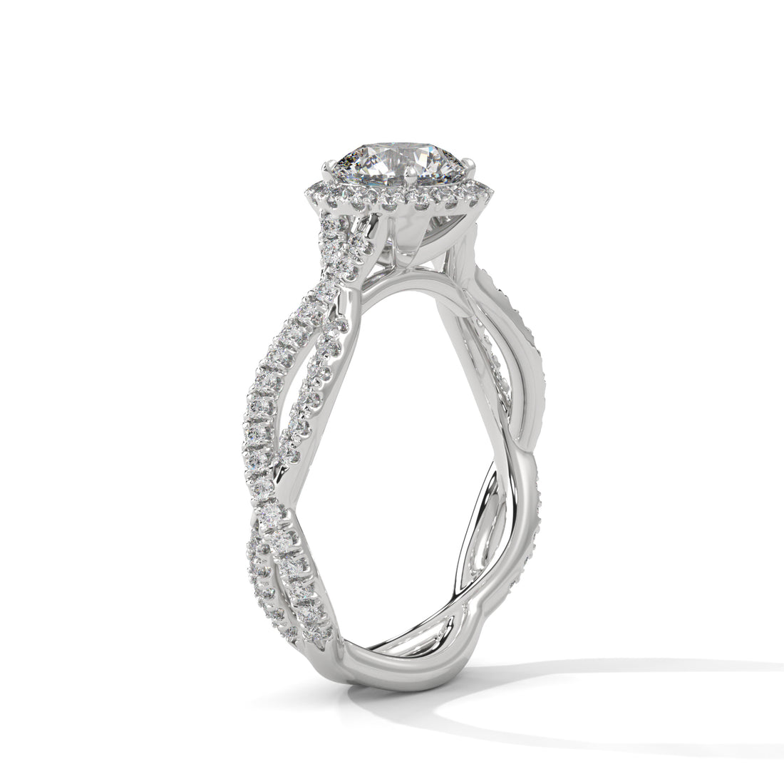 1.48 CT Round Cut Twisted Solitaire Diamond Ring