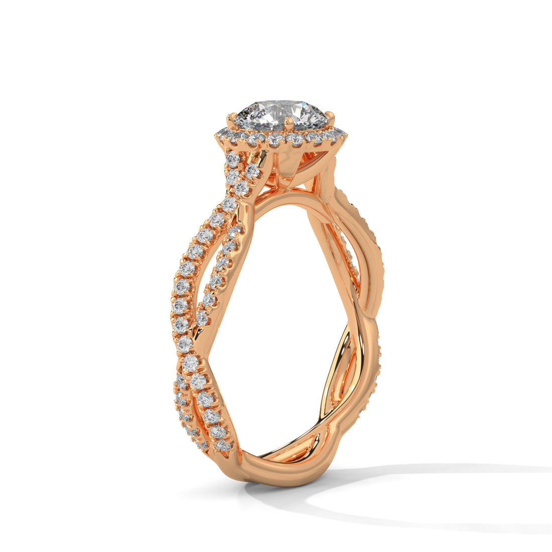 1.48 CT Round Cut Twisted Solitaire Diamond Ring