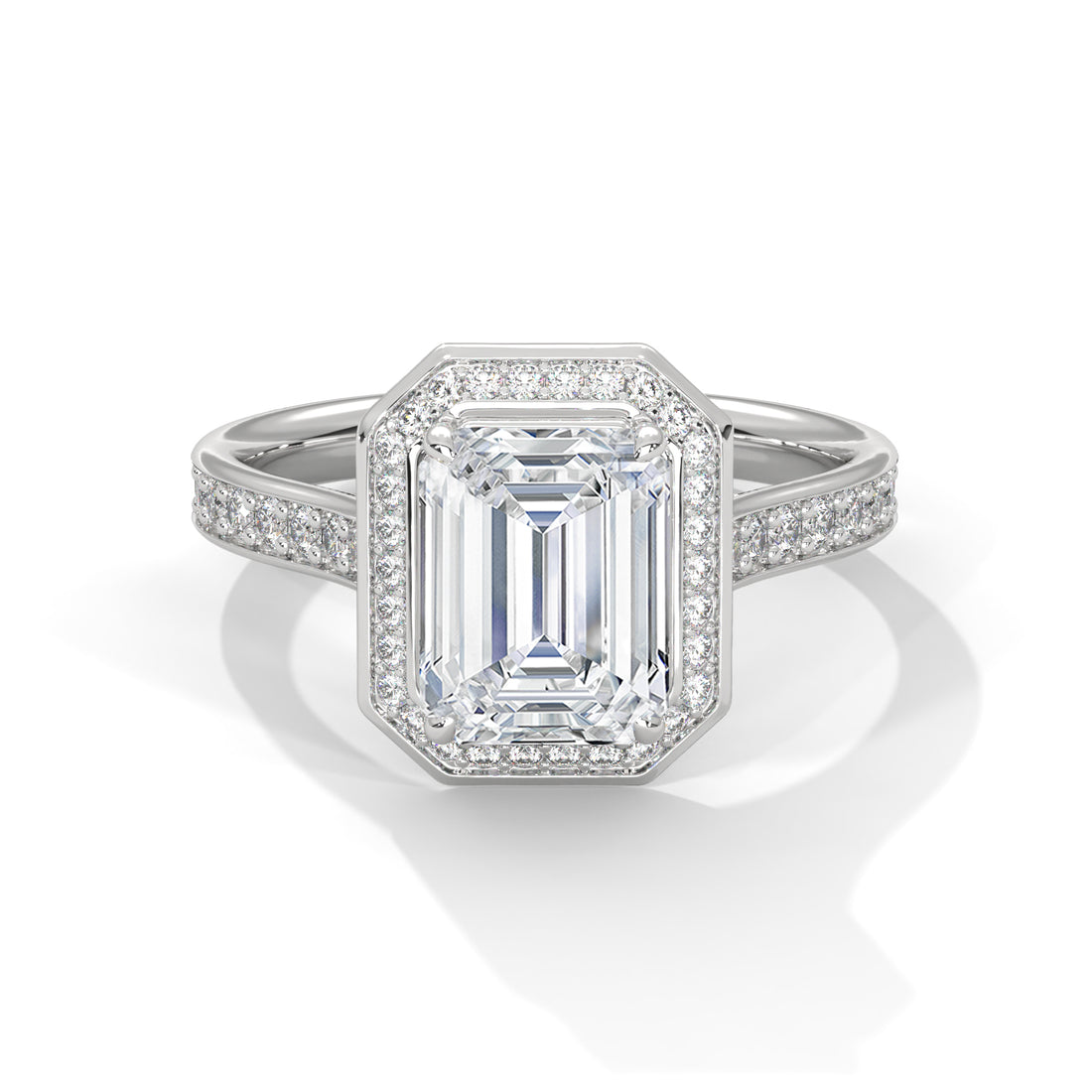 2.46 CT Emerald Halo Solitaire Diamond Ring